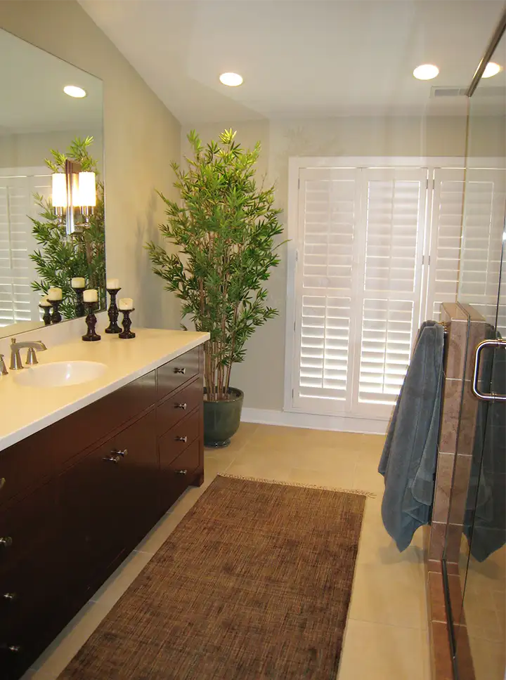 Main bath renovated to have large vanity in place of tub