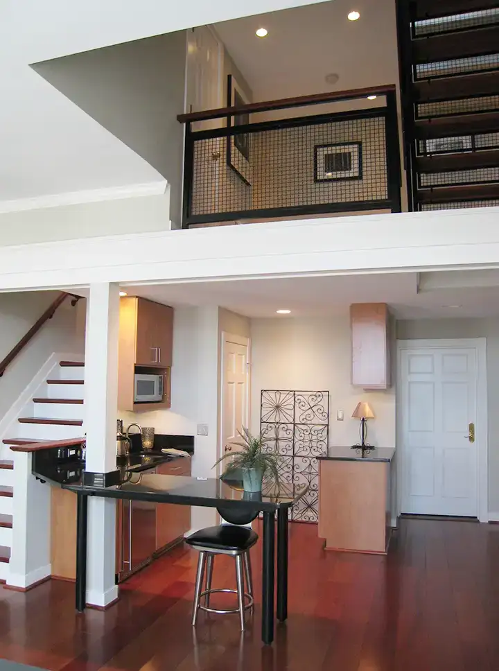 After renovation, showing relocated stairway and revised layout of upper level