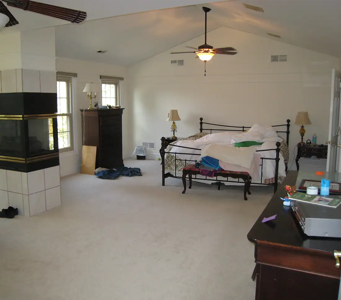 Bedroom before stagin