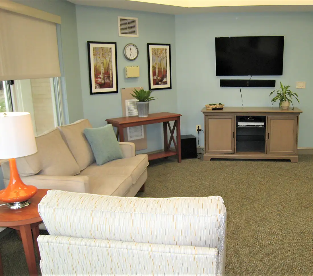 TV lounge area after renovation