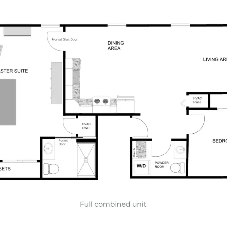 Renovated floor plan combining two apartments