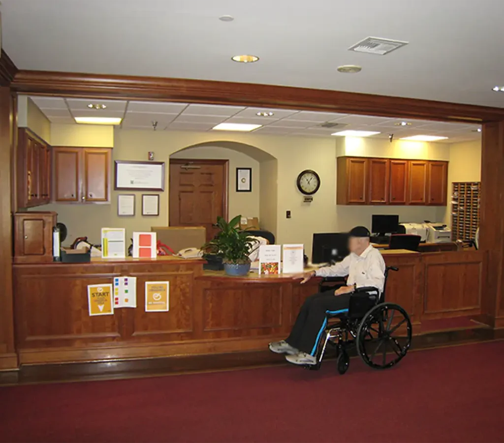Reception desk before renovation